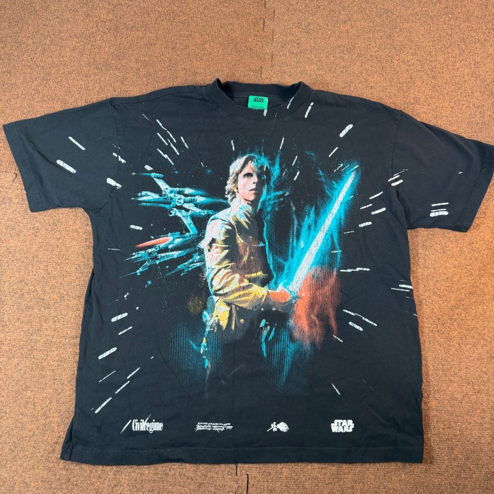 Civil Regime Star Wars Luke Skywalker Graphic T-Shirt Men Large Black Streetwear